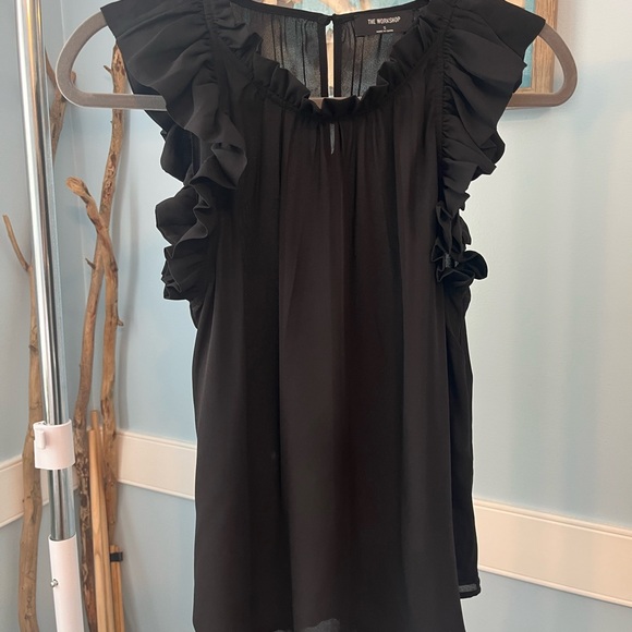 Workshop Republic Clothing Tops - Workshop Republic Clothing Black Ruffled Blouse